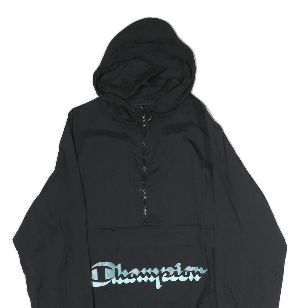 CHAMPION Mens Black Zip Hooded Cotton Jacket L Pullover Casual Sportswear