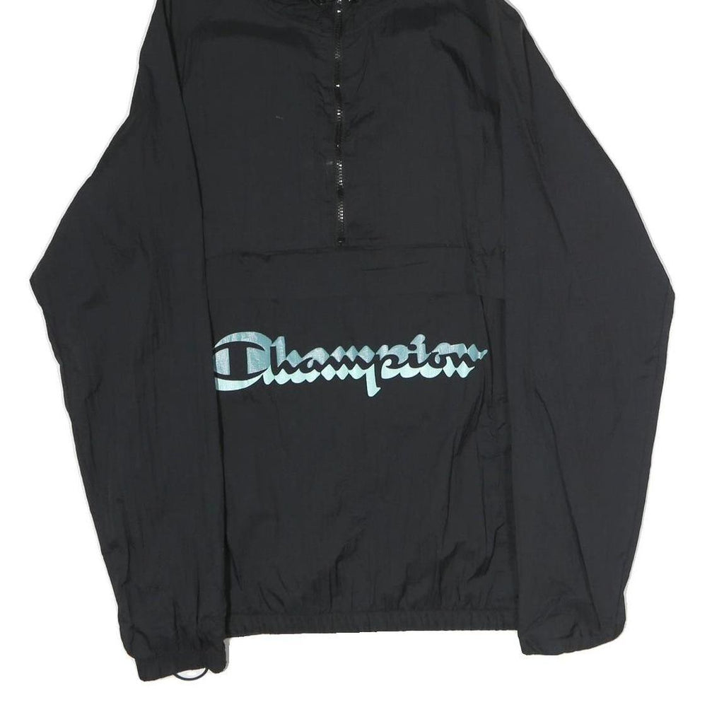 CHAMPION Mens Black Zip Hooded Cotton Jacket L Pullover Casual Sportswear