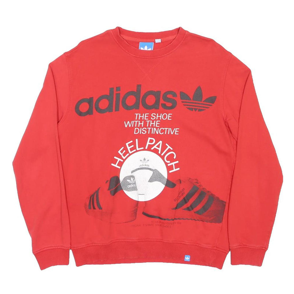 ADIDAS Mens Red Cotton Crew Neck M Sweatshirt Graphic Print Casual