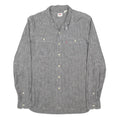 LEVI'S Mens Grey & White Striped Cotton Blend Shirt M Casual Long Sleeve Button