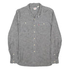 LEVI'S Mens Grey & White Striped Cotton Blend Shirt M Casual Long Sleeve Button