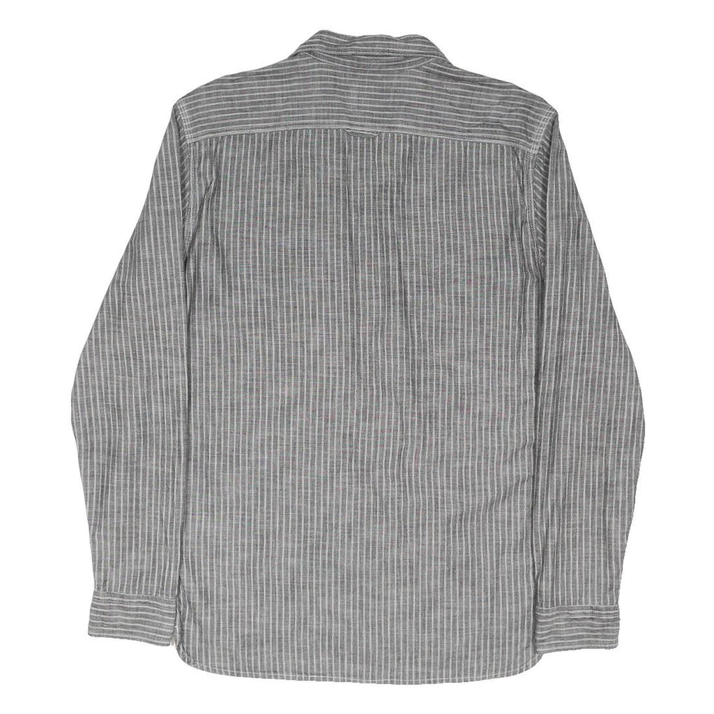 LEVI'S Mens Grey & White Striped Cotton Blend Shirt M Casual Long Sleeve Button