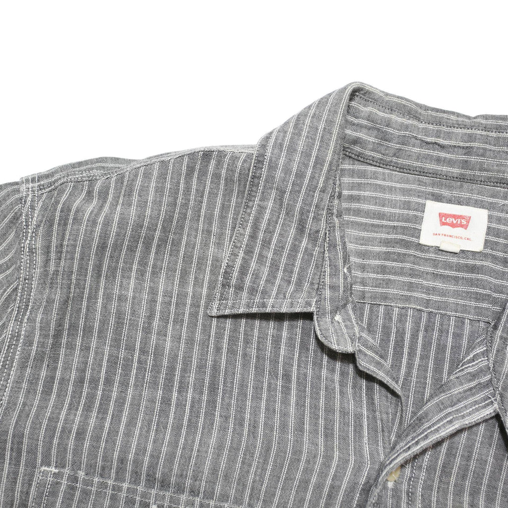 LEVI'S Mens Grey & White Striped Cotton Blend Shirt M Casual Long Sleeve Button