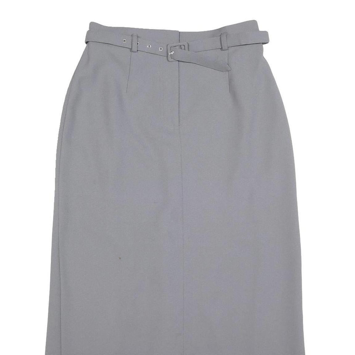 TOGETHER Womens Grey Belted Midi Polyester Straight Skirt M Smart Formal