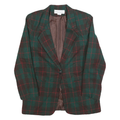 NORTON MCNAUGHTON Womens Green Brown & Red Checked Wool Blend Button Jacket S