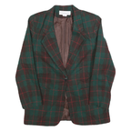NORTON MCNAUGHTON Womens Green Brown & Red Checked Wool Blend Button Jacket S