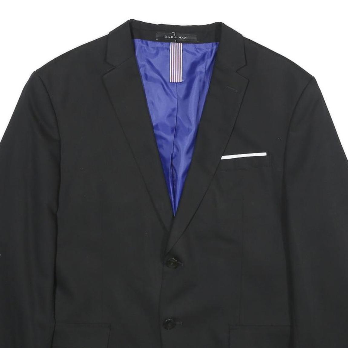 ZARA Mens Black Formal Button Jacket M Woven Classic Blazer Suit Elegant