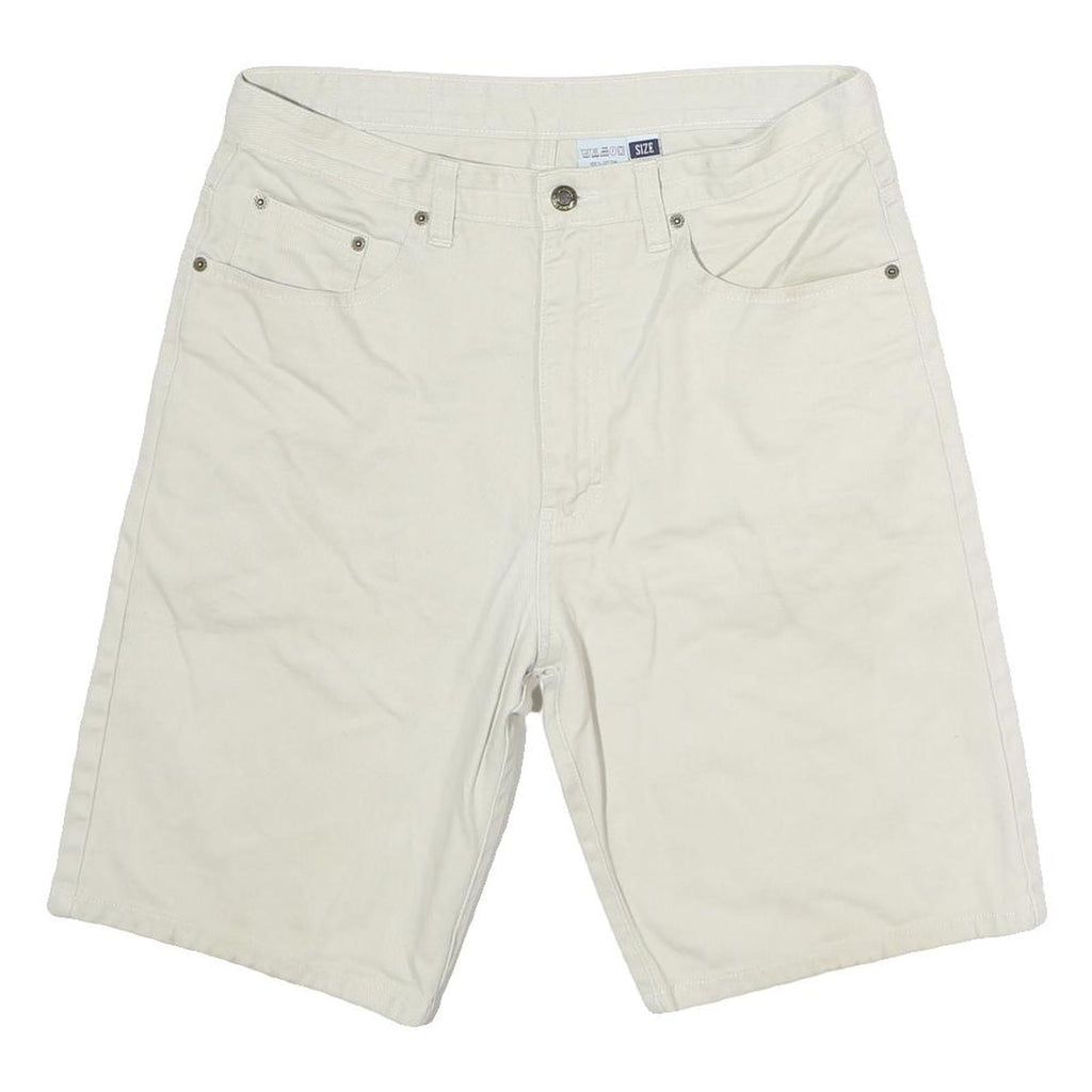 GARRY JEANS Mens Shorts Cream Casual L W33 Cotton Comfortable Fit
