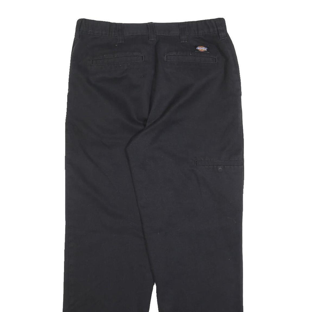 DICKIES Mens Regular Fit Black Cotton Blend Trousers W30 L32 Zip Closure