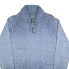 LAUREN RALPH LAUREN Womens Blue Patterned Cotton Jumper Shawl Collar Full Zip M