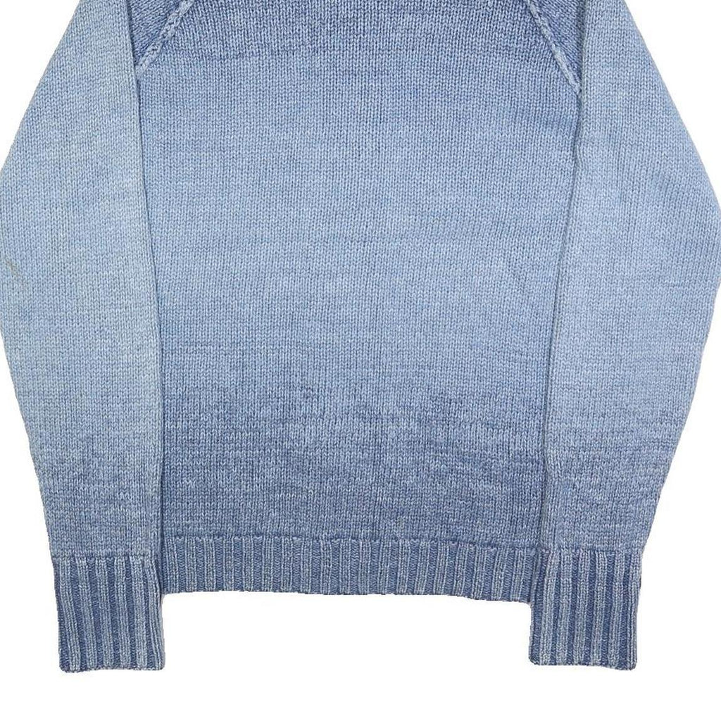 LAUREN RALPH LAUREN Womens Blue Patterned Cotton Jumper Shawl Collar Full Zip M