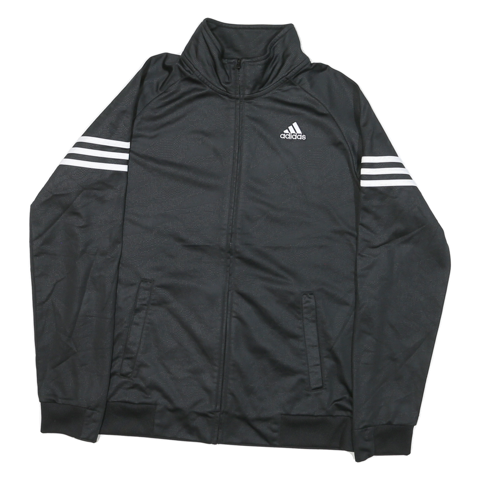 ADIDAS Womens Black Zip Up Athletic Jacket XL Polyester Blend Plain Lightweight