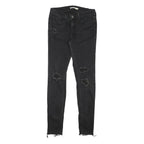 LEVI'S Womens Slim Black Skinny Denim Jeans W26 L27 Distressed Raw Hem Zip