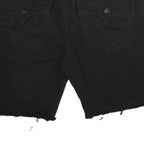 TRUE RELIGION Mens Black Denim Cut-Off Shorts XL W38 Distressed Hem Buttons