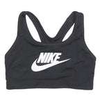 NIKE Womens Black Sports Bodysuit Sleeveless Crew Neck M Logo Activewear