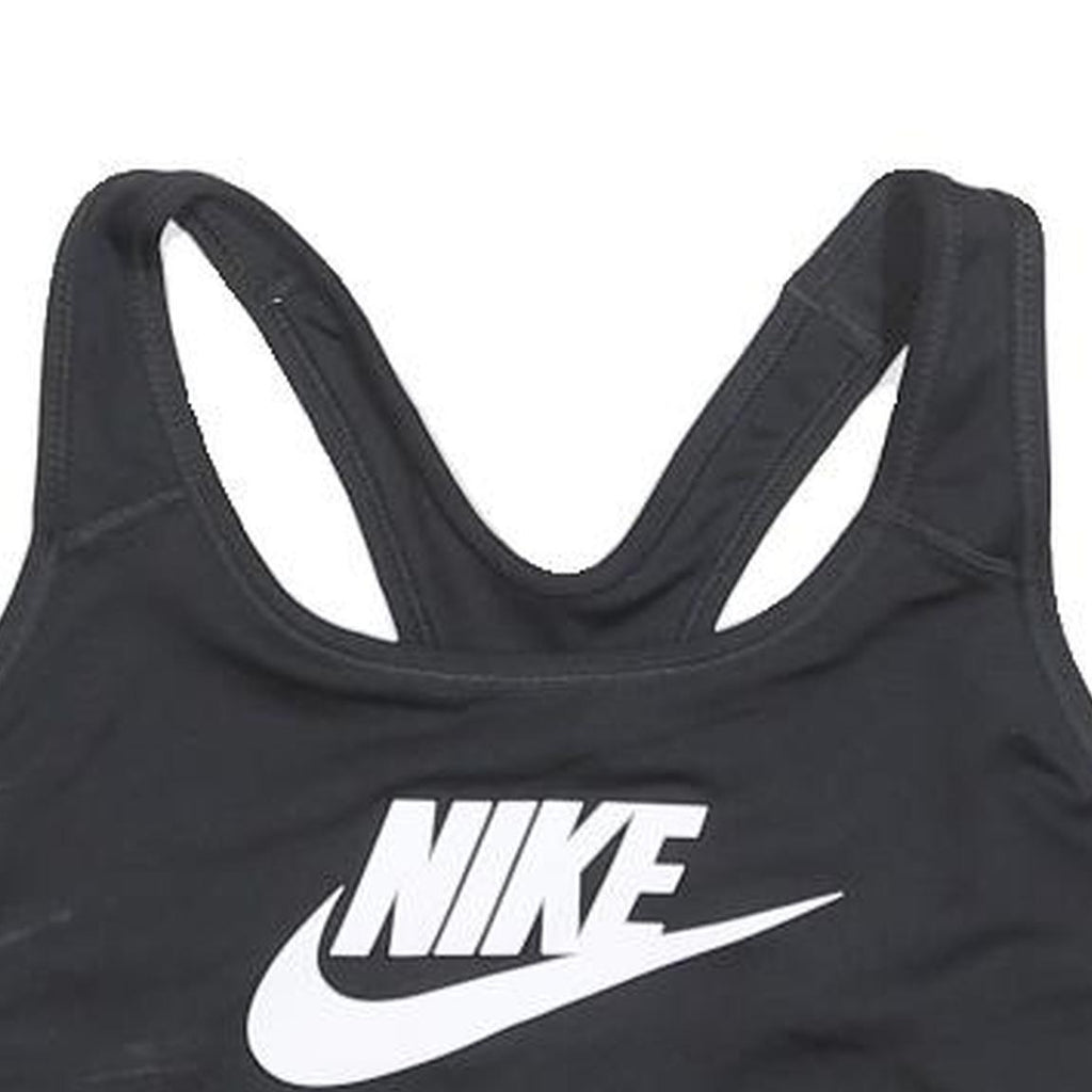 NIKE Womens Black Sports Bodysuit Sleeveless Crew Neck M Logo Activewear
