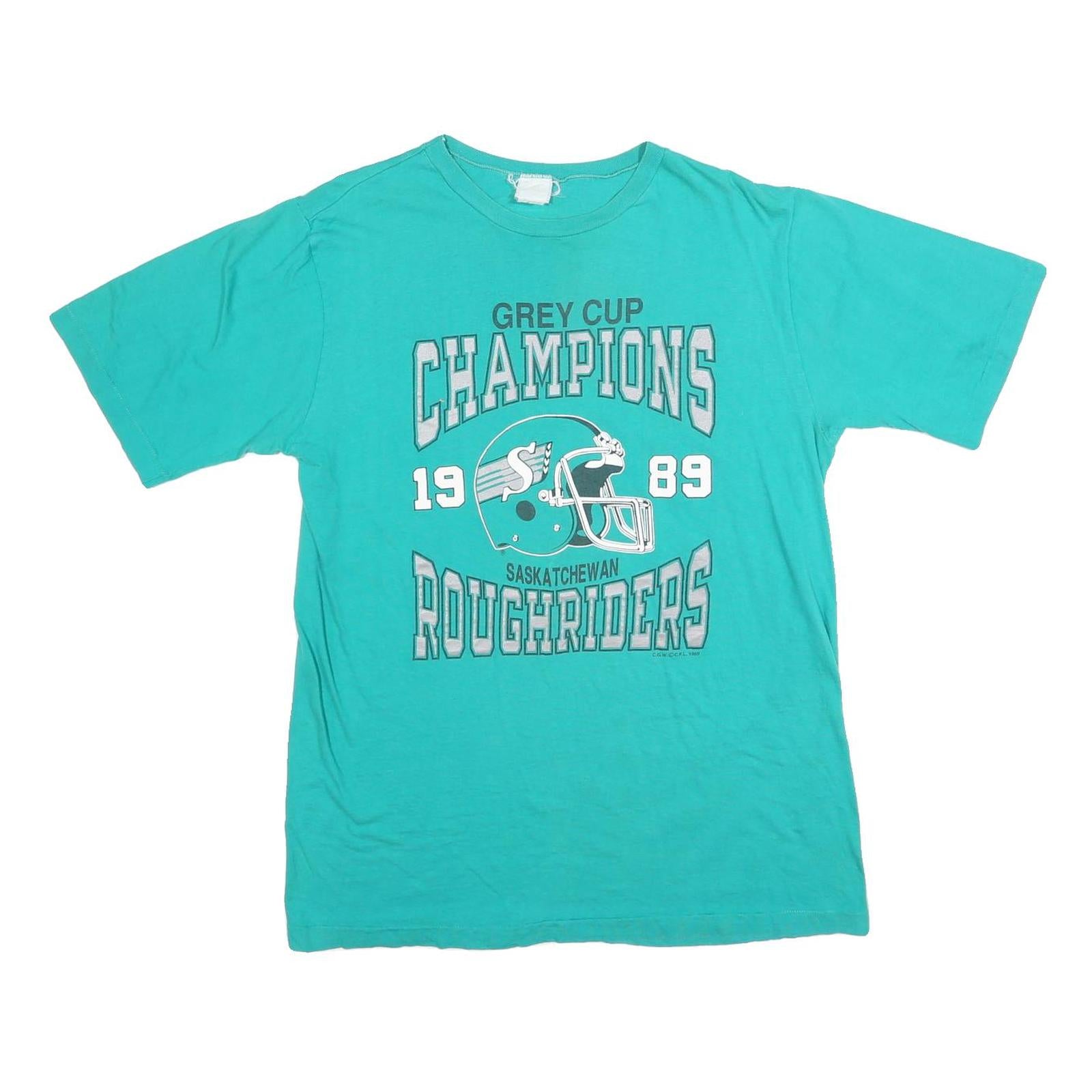 Mens Turquoise Grey Cup Champions Saskatchewan Roughriders Graphic T-Shirt L