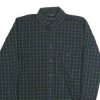 NAUTICA Mens Green & Blue Check Shirt M Button-Down Collar Long Sleeve Casual