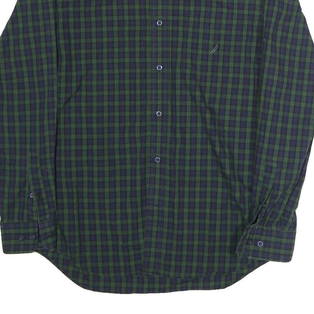 NAUTICA Mens Green & Blue Check Shirt M Button-Down Collar Long Sleeve Casual