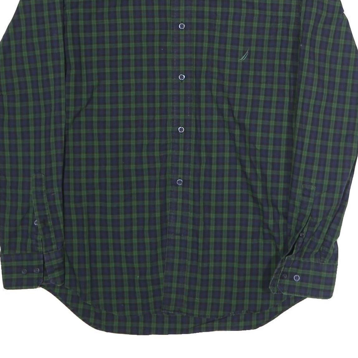 NAUTICA Mens Green & Blue Check Shirt M Button-Down Collar Long Sleeve Casual