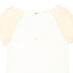 LEVI'S Womens White & Beige Basic Top Short Sleeve V-Neck S Summer Casual