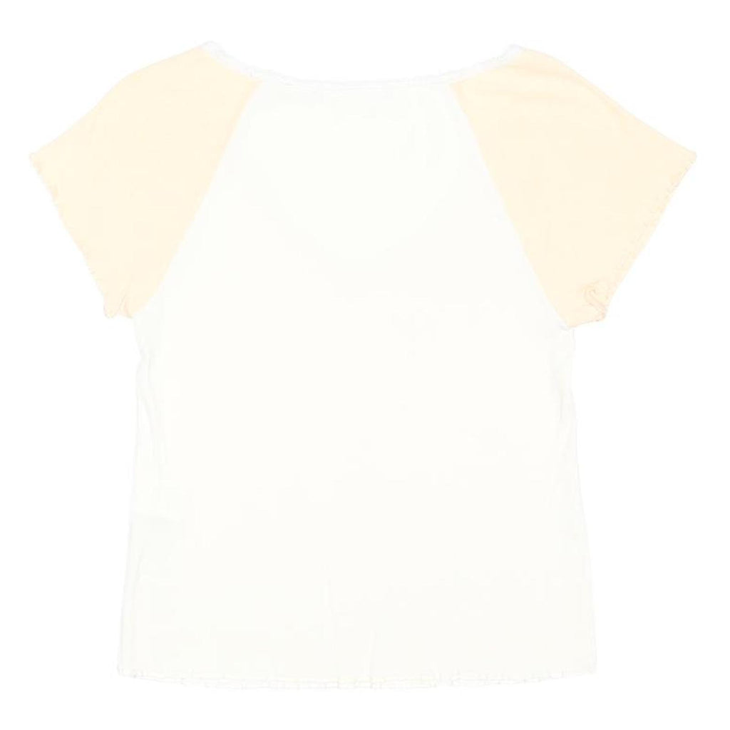 LEVI'S Womens White & Beige Basic Top Short Sleeve V-Neck S Summer Casual