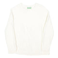 BENETTON Womens White Plain Wool Jumper Round Neck Basic Knit XS