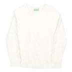 BENETTON Womens White Plain Wool Jumper Round Neck Basic Knit XS