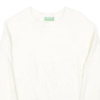 BENETTON Womens White Plain Wool Jumper Round Neck Basic Knit XS