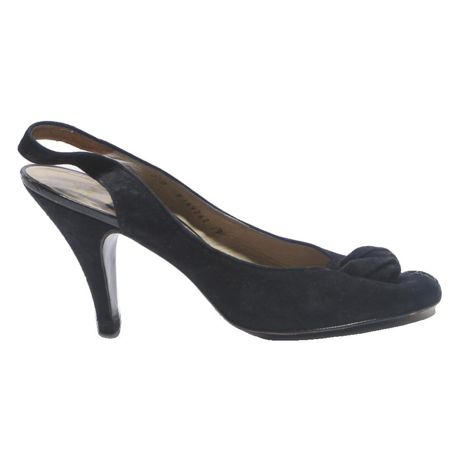 BALLY SUISSE Womens Slingback Knot Detail Heels Black Synthetic UK 7 Elegant