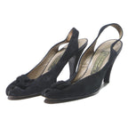 BALLY SUISSE Womens Slingback Knot Detail Heels Black Synthetic UK 7 Elegant
