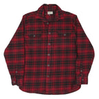 JACHS Mens Red & Black Plaid Shirt L Cotton Blend Long Sleeve Button Closure