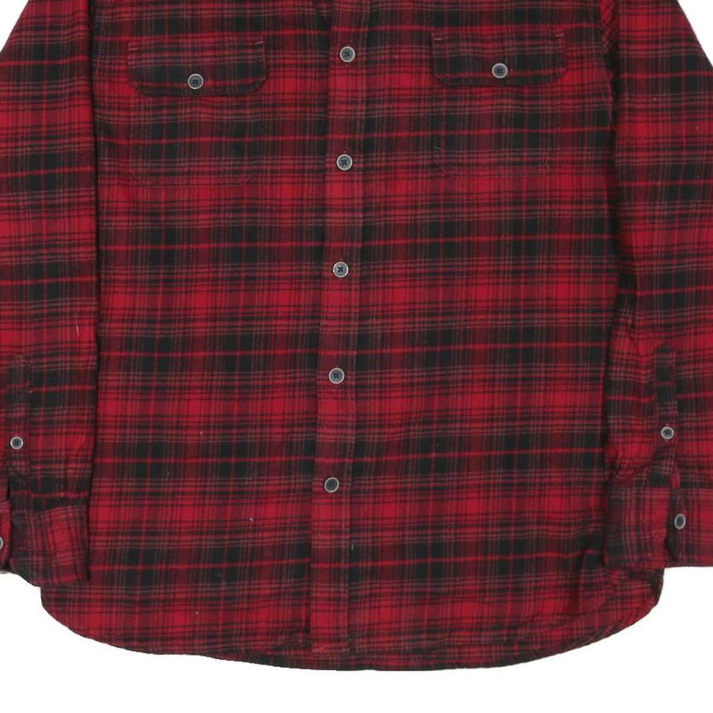 JACHS Mens Red & Black Plaid Shirt L Cotton Blend Long Sleeve Button Closure