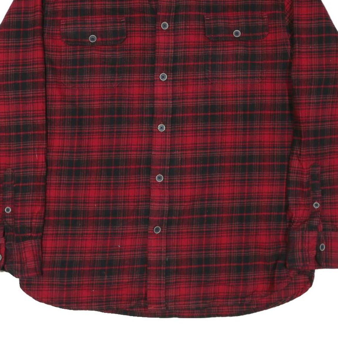 JACHS Mens Red & Black Plaid Shirt L Cotton Blend Long Sleeve Button Closure