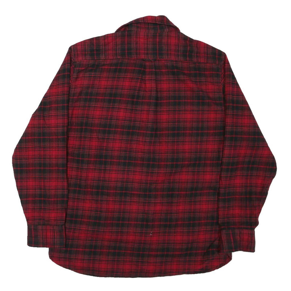 JACHS Mens Red & Black Plaid Shirt L Cotton Blend Long Sleeve Button Closure