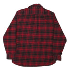 JACHS Mens Red & Black Plaid Shirt L Cotton Blend Long Sleeve Button Closure