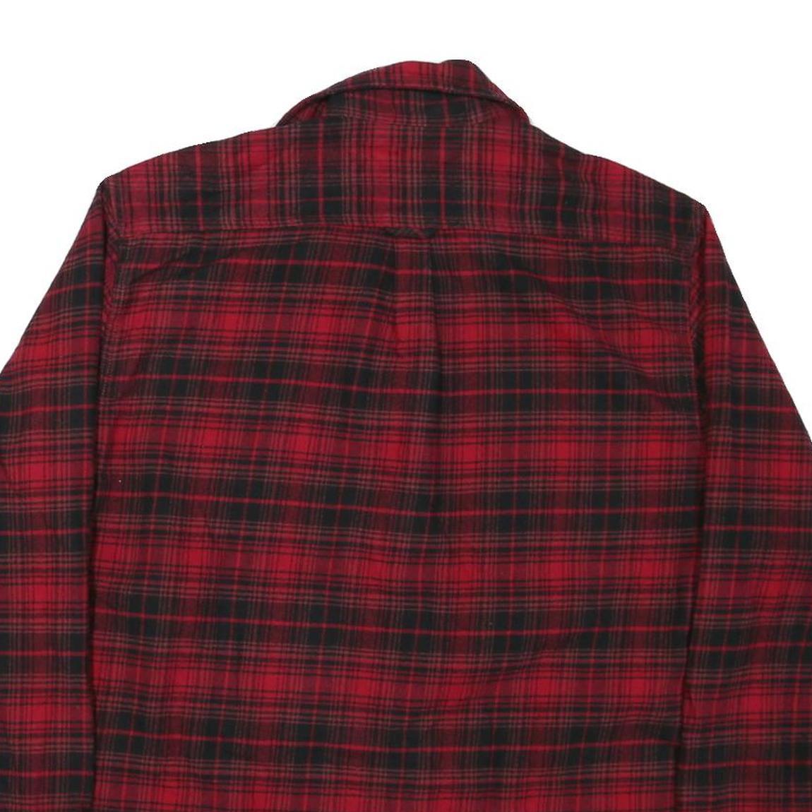 JACHS Mens Red & Black Plaid Shirt L Cotton Blend Long Sleeve Button Closure