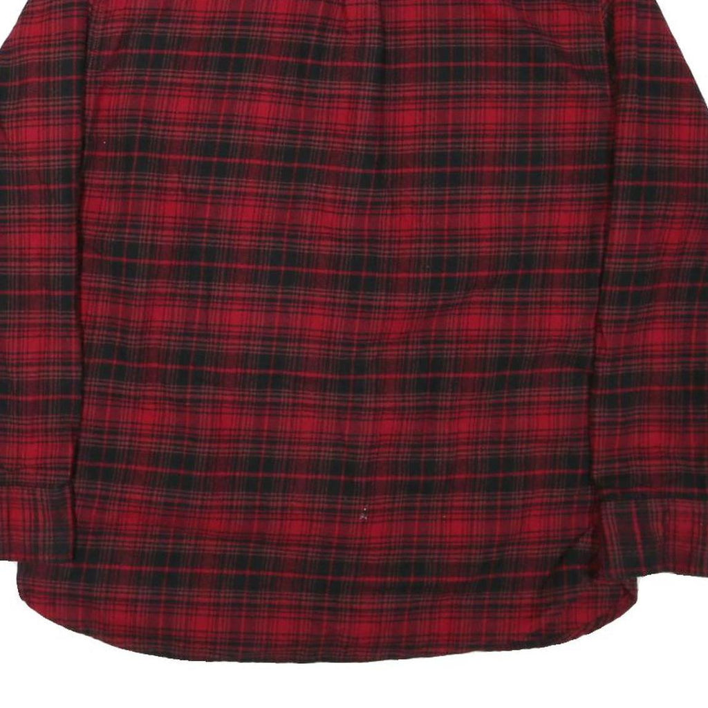 JACHS Mens Red & Black Plaid Shirt L Cotton Blend Long Sleeve Button Closure