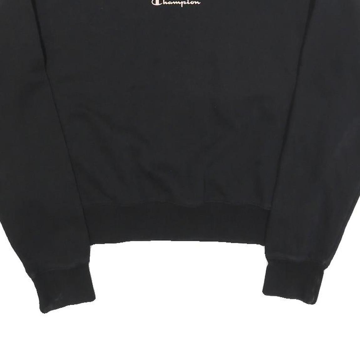 CHAMPION Womens Black Crop Crew Neck Sweatshirt M Cotton Blend Logo Tape
