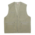 PRIMO & SECONDO Mens Beige Cotton Blend Utility Vest XL Woven Zip Pocketed