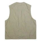 PRIMO & SECONDO Mens Beige Cotton Blend Utility Vest XL Woven Zip Pocketed