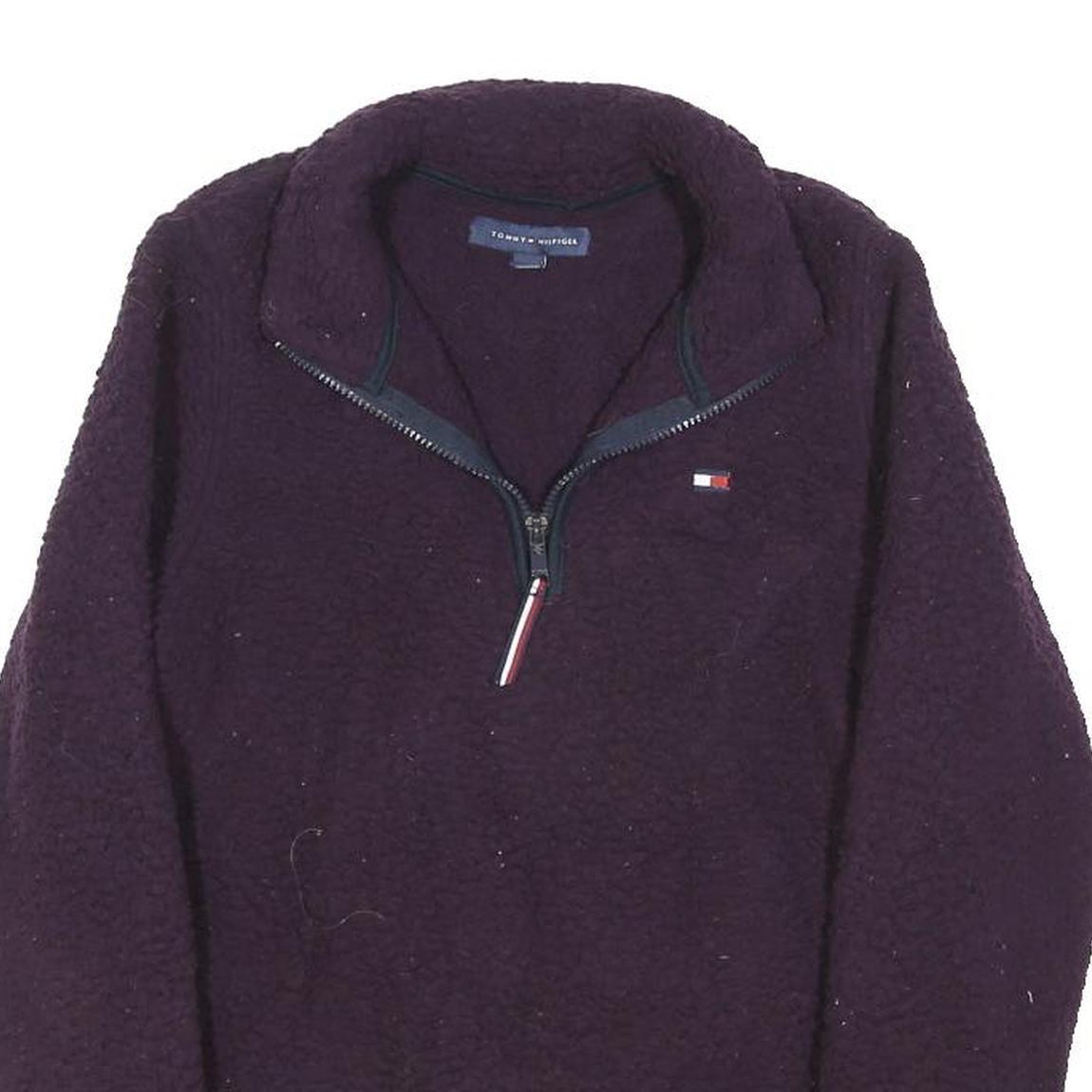 TOMMY HILFIGER Womens Purple Plain Pullover Jumper Crew Neck Polyester Blend M