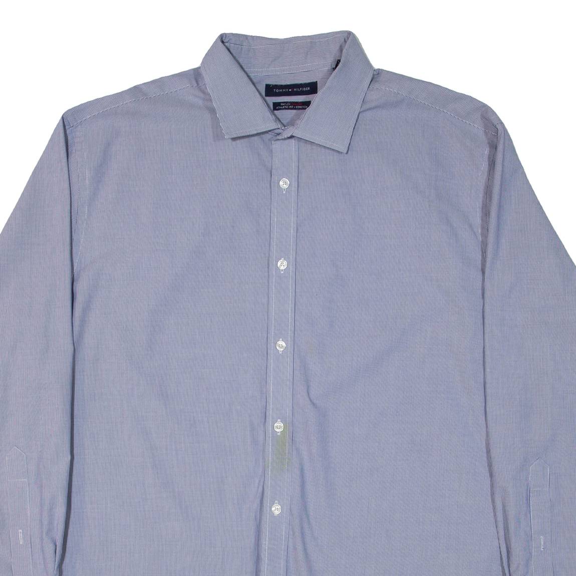 TOMMY HILFIGER Mens Shirt Blue Striped Long Sleeve XL