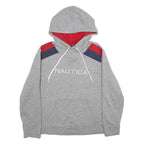 NAUTICA Womens Grey & Red Colourblock Pullover Hoodie XL Cotton Blend Relaxed