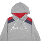 NAUTICA Womens Grey & Red Colourblock Pullover Hoodie XL Cotton Blend Relaxed