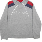 NAUTICA Womens Grey & Red Colourblock Pullover Hoodie XL Cotton Blend Relaxed