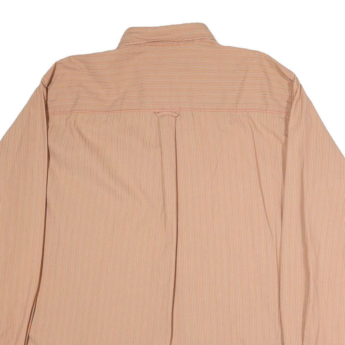 MALBORO CLASSICS Mens Beige Striped Cotton Shirt XL Button Down Pocket Casual