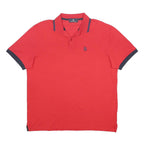 MARINA YACHTING Mens Red & Navy Contrast Short Sleeve Polo Shirt L Cotton