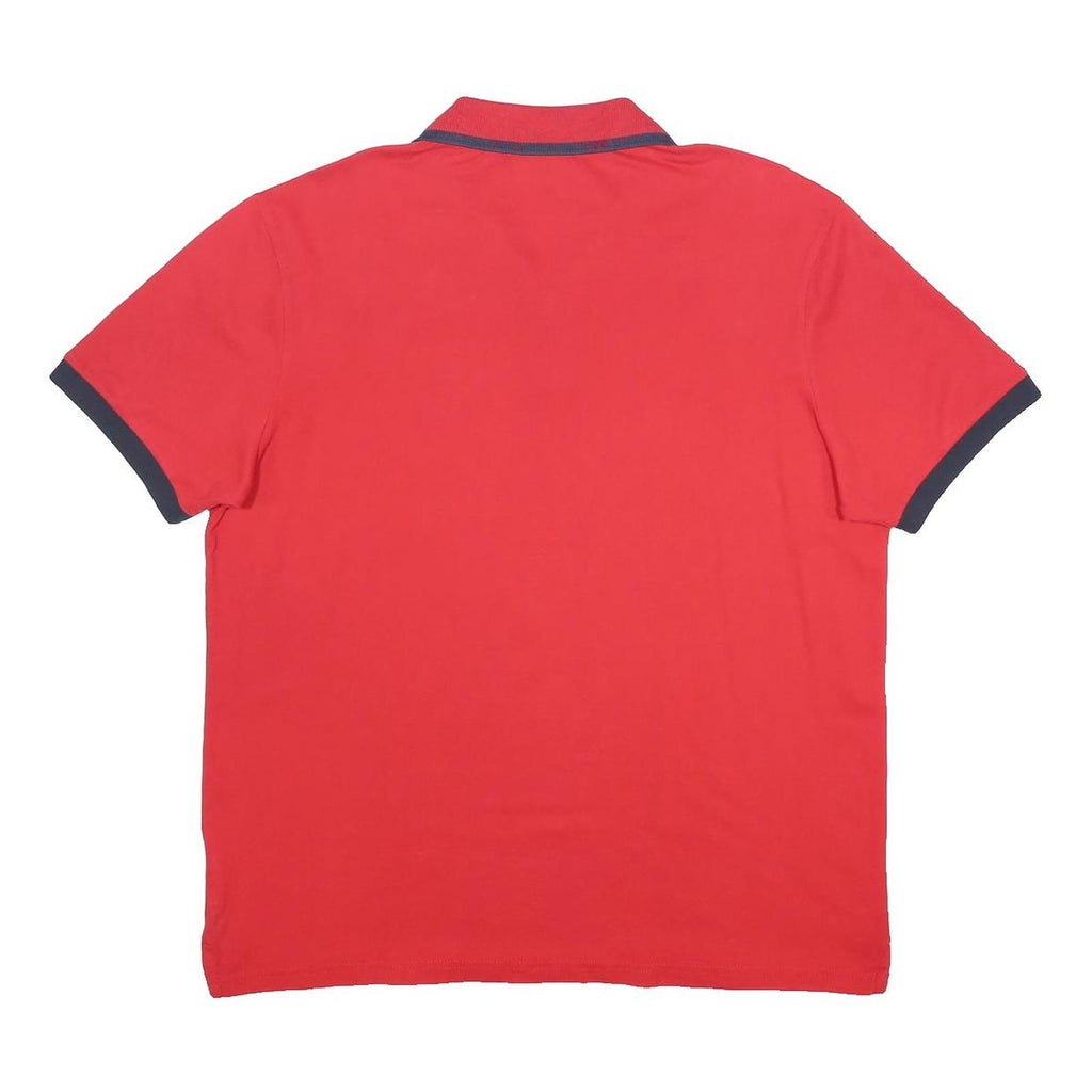 MARINA YACHTING Mens Red & Navy Contrast Short Sleeve Polo Shirt L Cotton