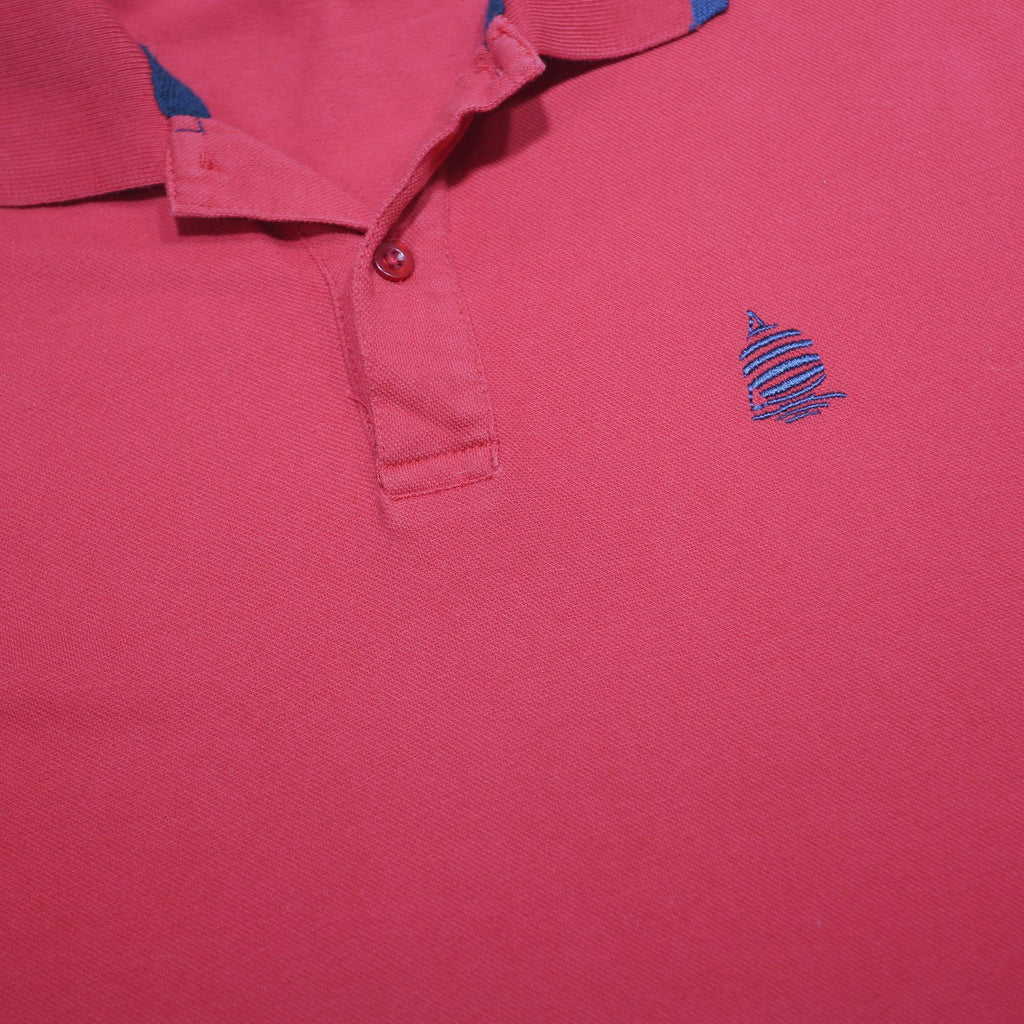 MARINA YACHTING Mens Red & Navy Contrast Short Sleeve Polo Shirt L Cotton